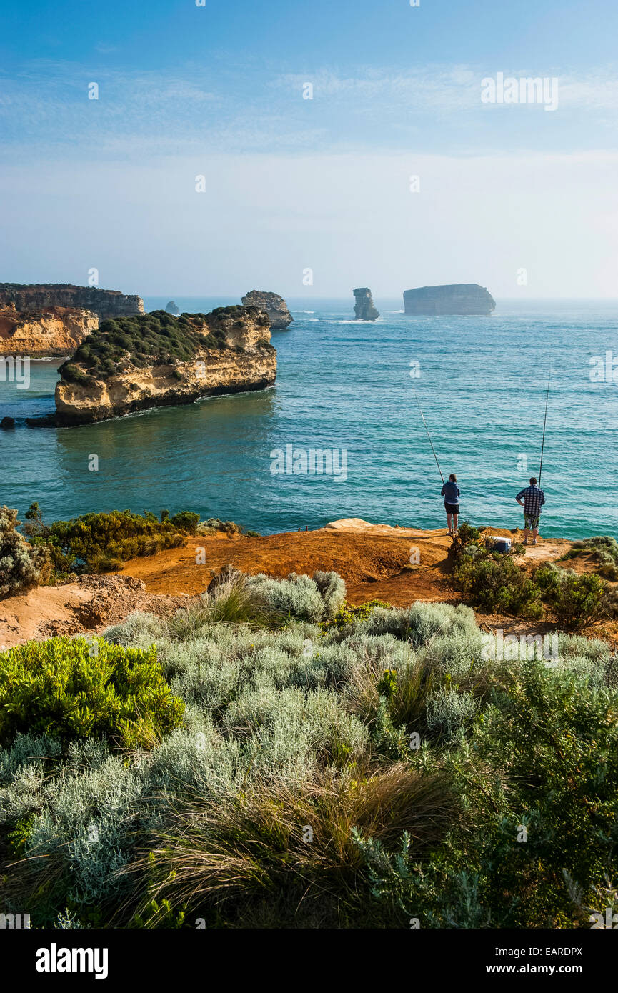 Bucht der Inseln Felsformationen entlang der Great Ocean Road, Victoria, Australien Stockfoto