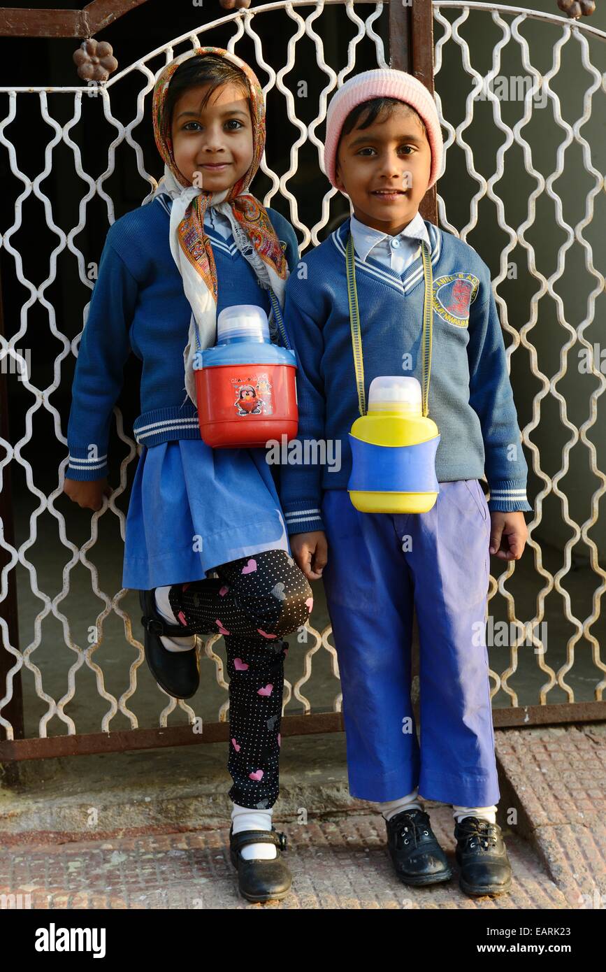 Indien, Rajasthan, Mewar Region, Stadt Bundi Schüler fast von der Schule Stockfoto
