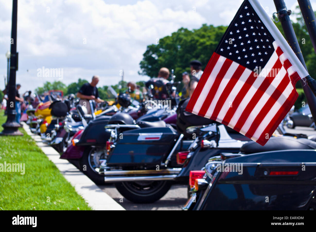 Veteranen und Motorrad-Clubs stürzen sich auf Washington für Memorial Day. Stockfoto