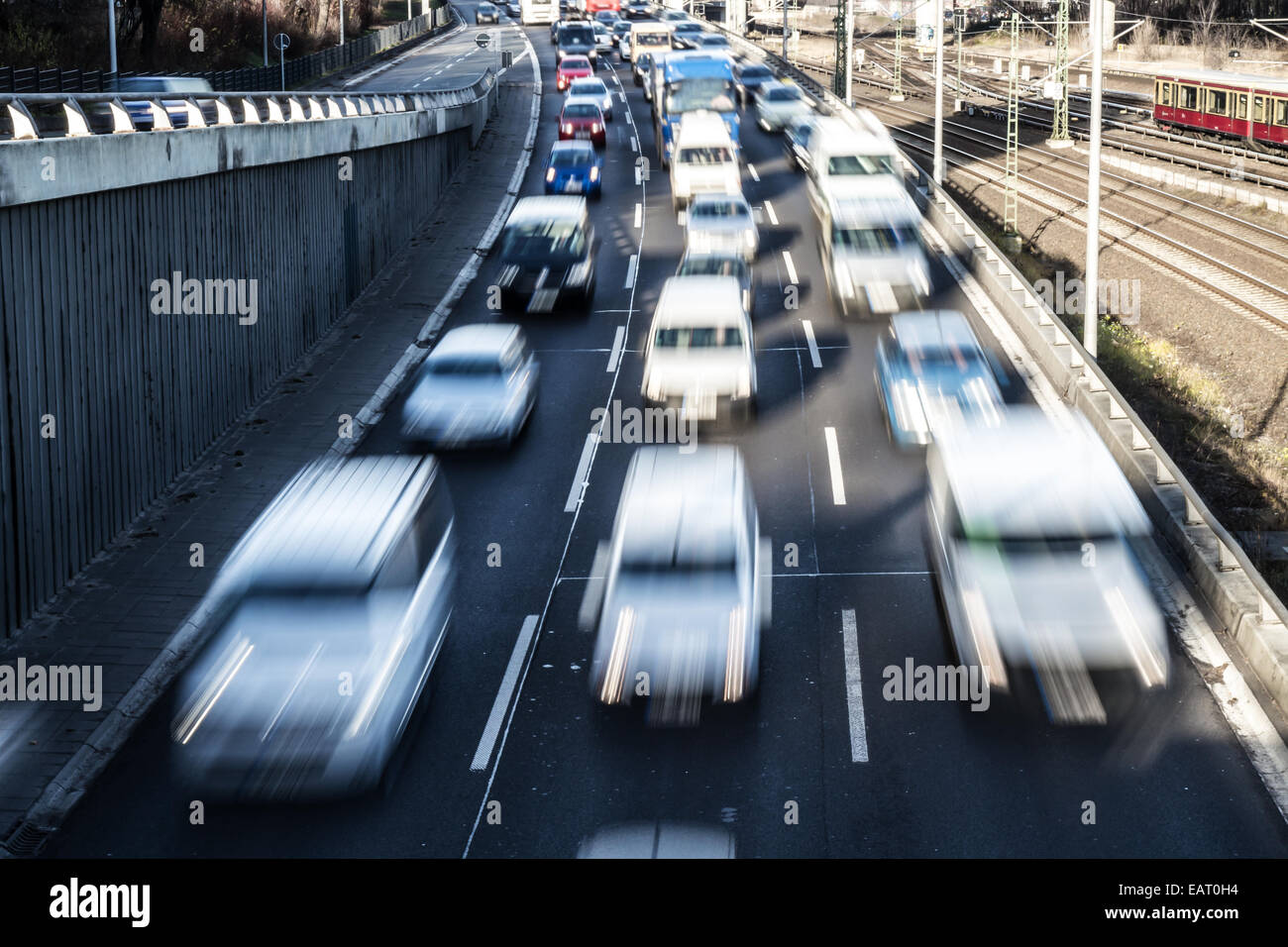 fast Staus auf der Autobahn in berlin Stockfoto