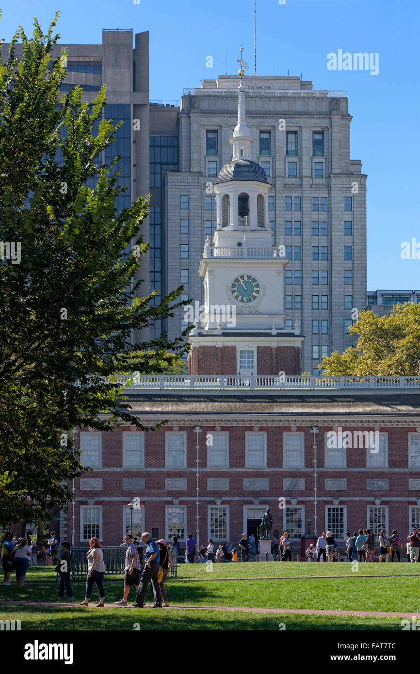 Independence Hall ist das Herzstück des Independence National Historical Park in Philadelphia, Pennsylvania. Stockfoto