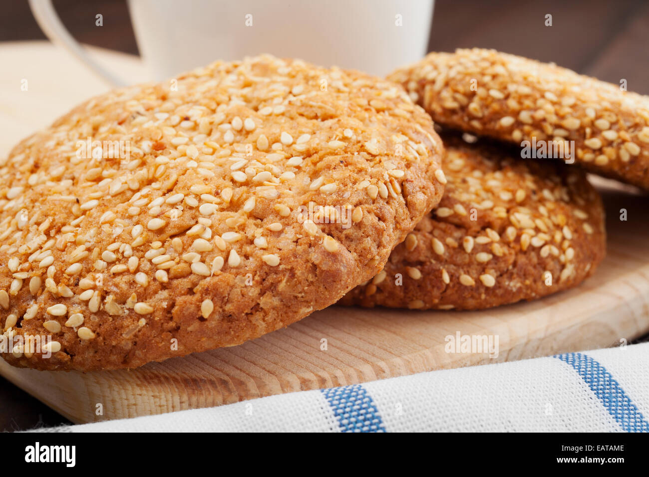 Cookies mit Sesam Stockfoto