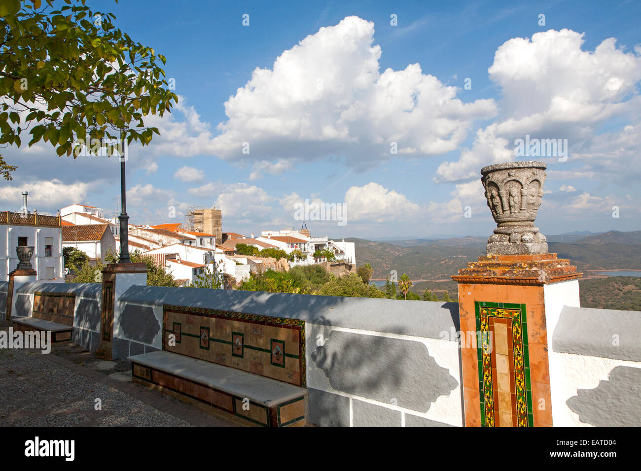 Hügel Dorf Zufre, Sierra de Aracena, Provinz Huelva, Spanien Stockfoto