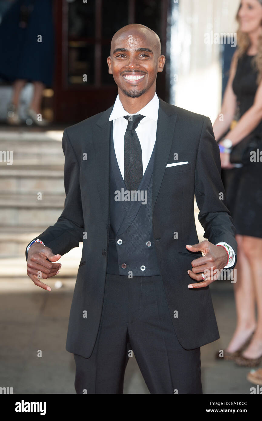 Arqiva British Academy Television Awards statt im Theatre Royal, Drury Lane - Ankünfte.  Mitwirkende: Mo Farah Where: London, Vereinigtes Königreich bei: 18. Mai 2014 Stockfoto