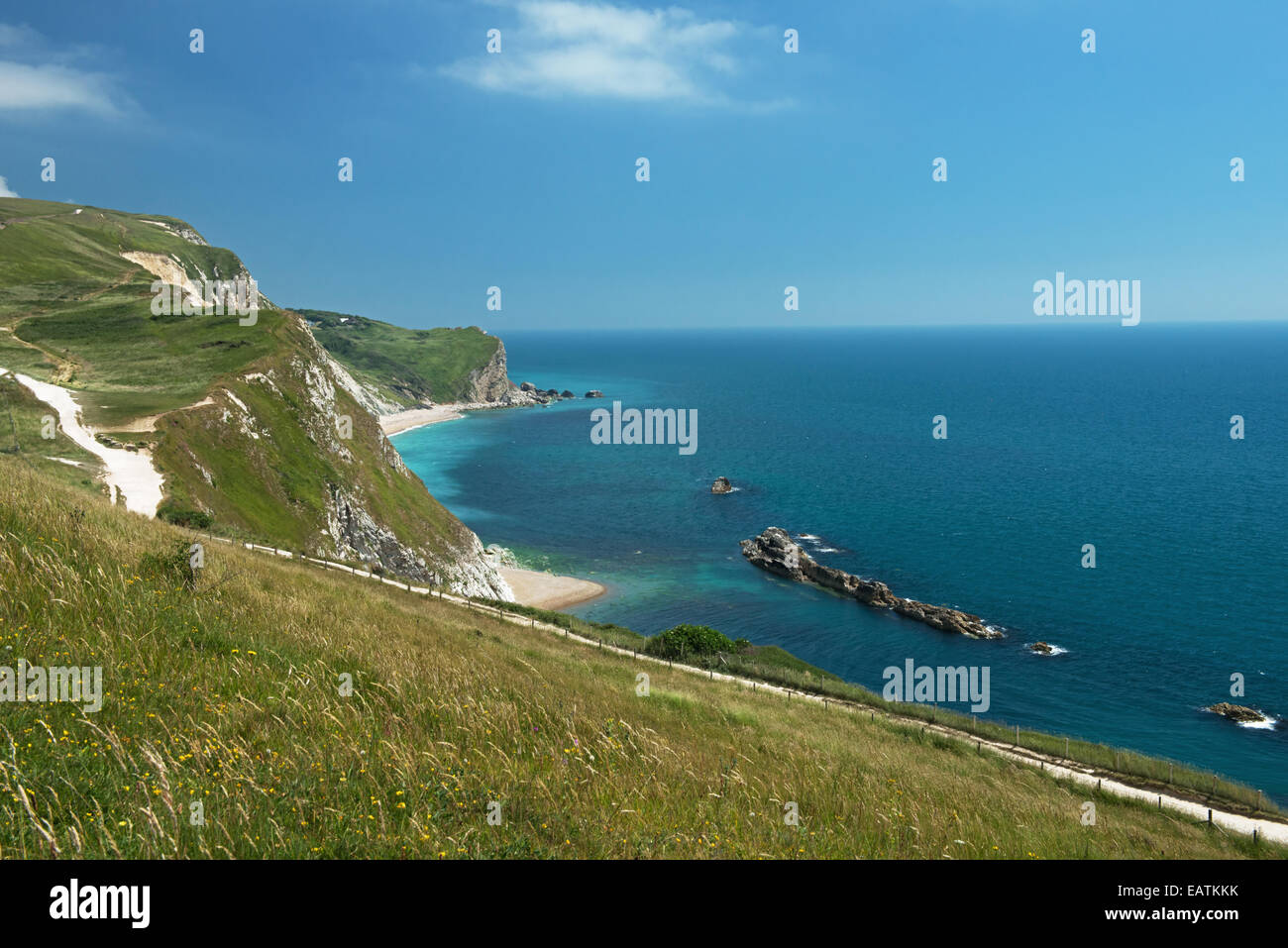 St. Oswald-Bucht, von den Klippen über dem Mann O'War Cove, Dorset, England, Uk Stockfoto