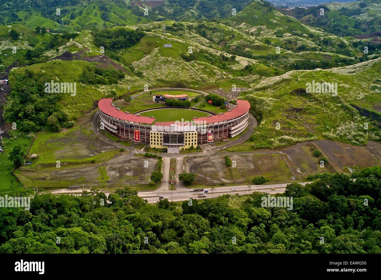 Eine Luftaufnahme des Estadio Nacional de Panama in Panama-Stadt. Stockfoto