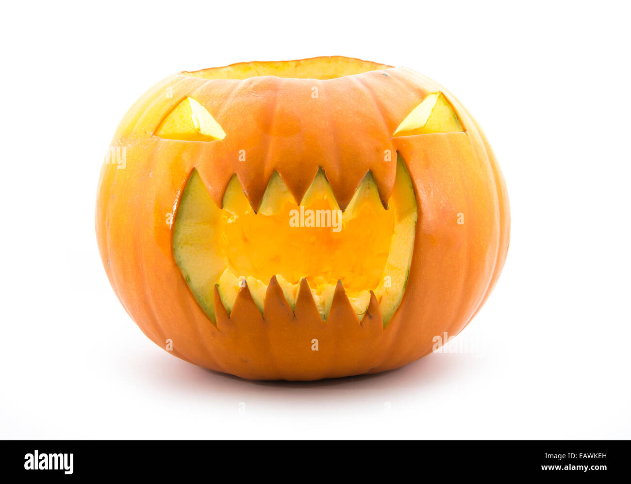 Halloween-Kürbis isoliert auf weißem Hintergrund Stockfoto