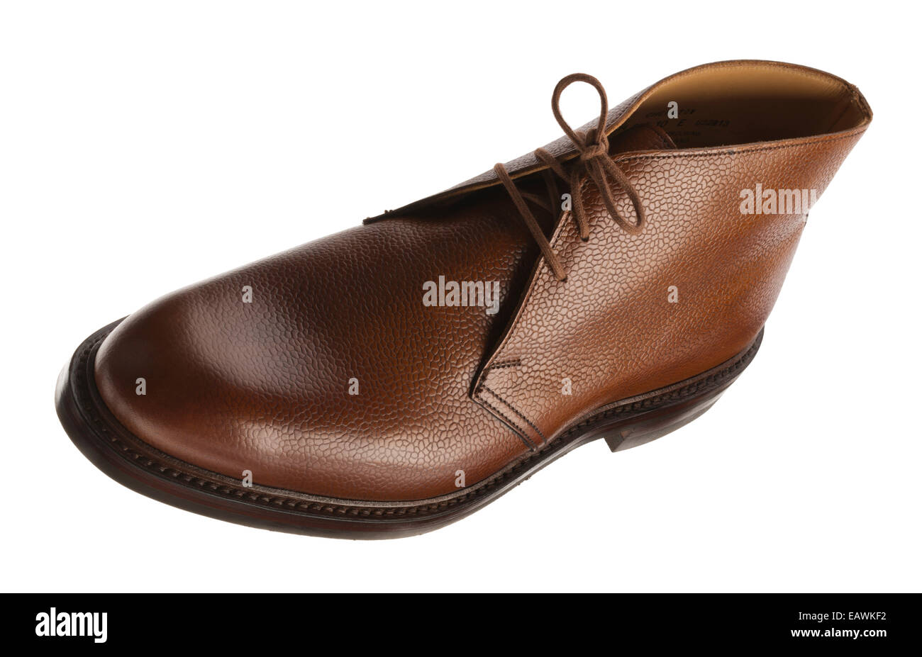 Rustikal Englisch Leder-Schuh. Polierte Oberfläche des englischen braun  Leder, in Northampton mit besetzt Dainite Gummisohle Stockfotografie - Alamy