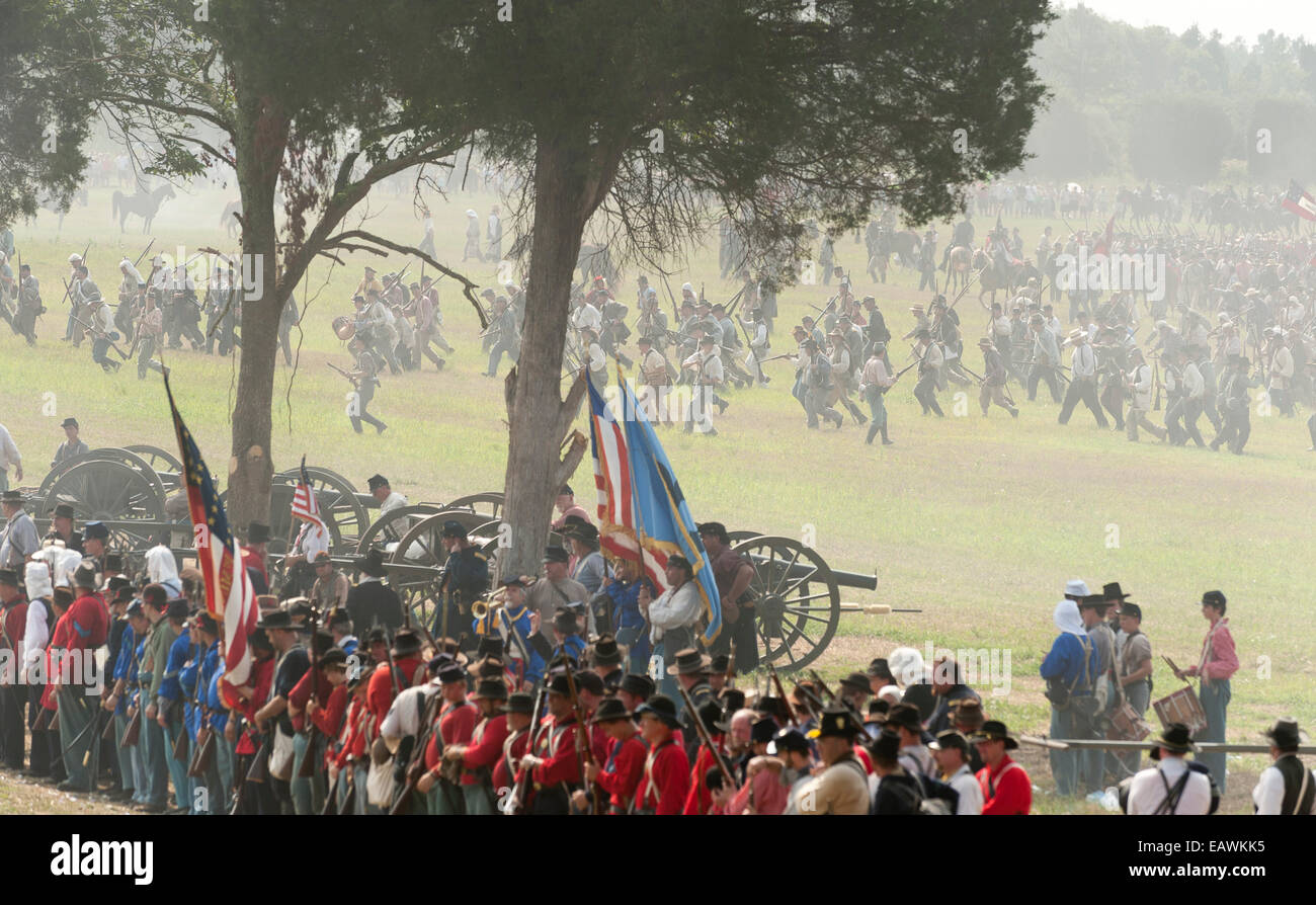 Reenactment der Bürgerkrieg erste Schlacht von Manassas. Stockfoto