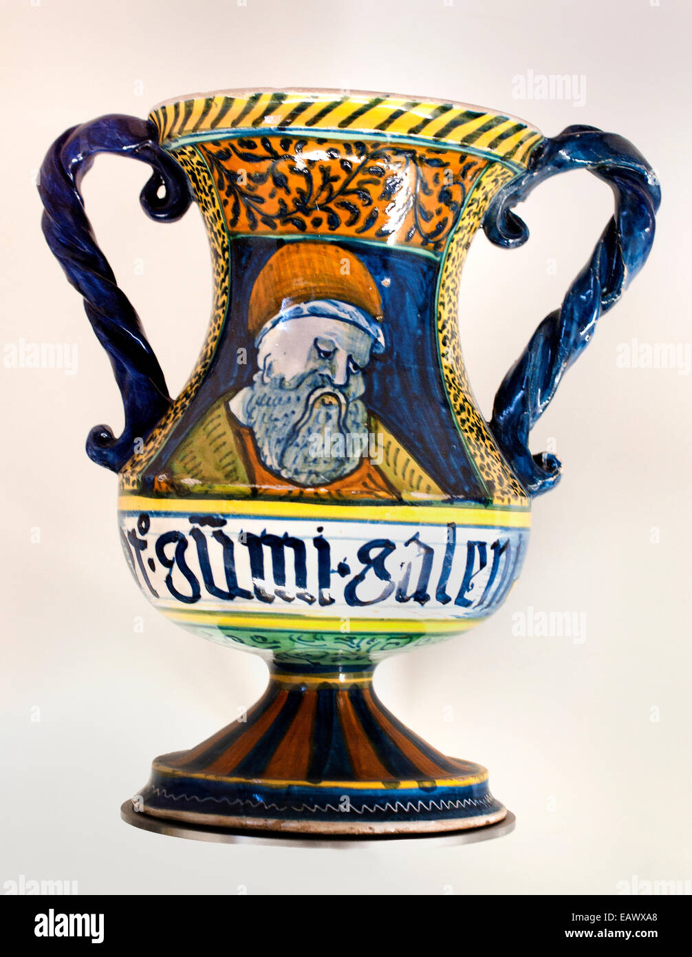 Si Gumi GaleniCare - gum Galen (Vase mit Griffen) Castelli 1520 Italien Italienisch Apotheke Apotheke Stockfoto