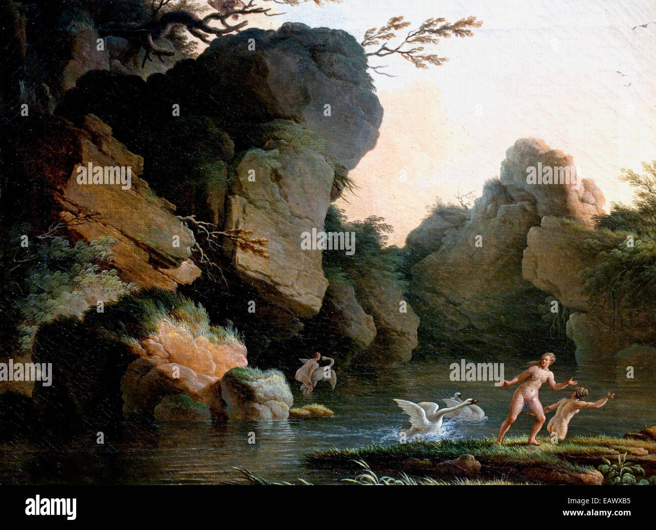 LEDA mit dem Schwan von Jean Henry - Henry Arles 1734-1784 Frankreich Französisch Stockfoto