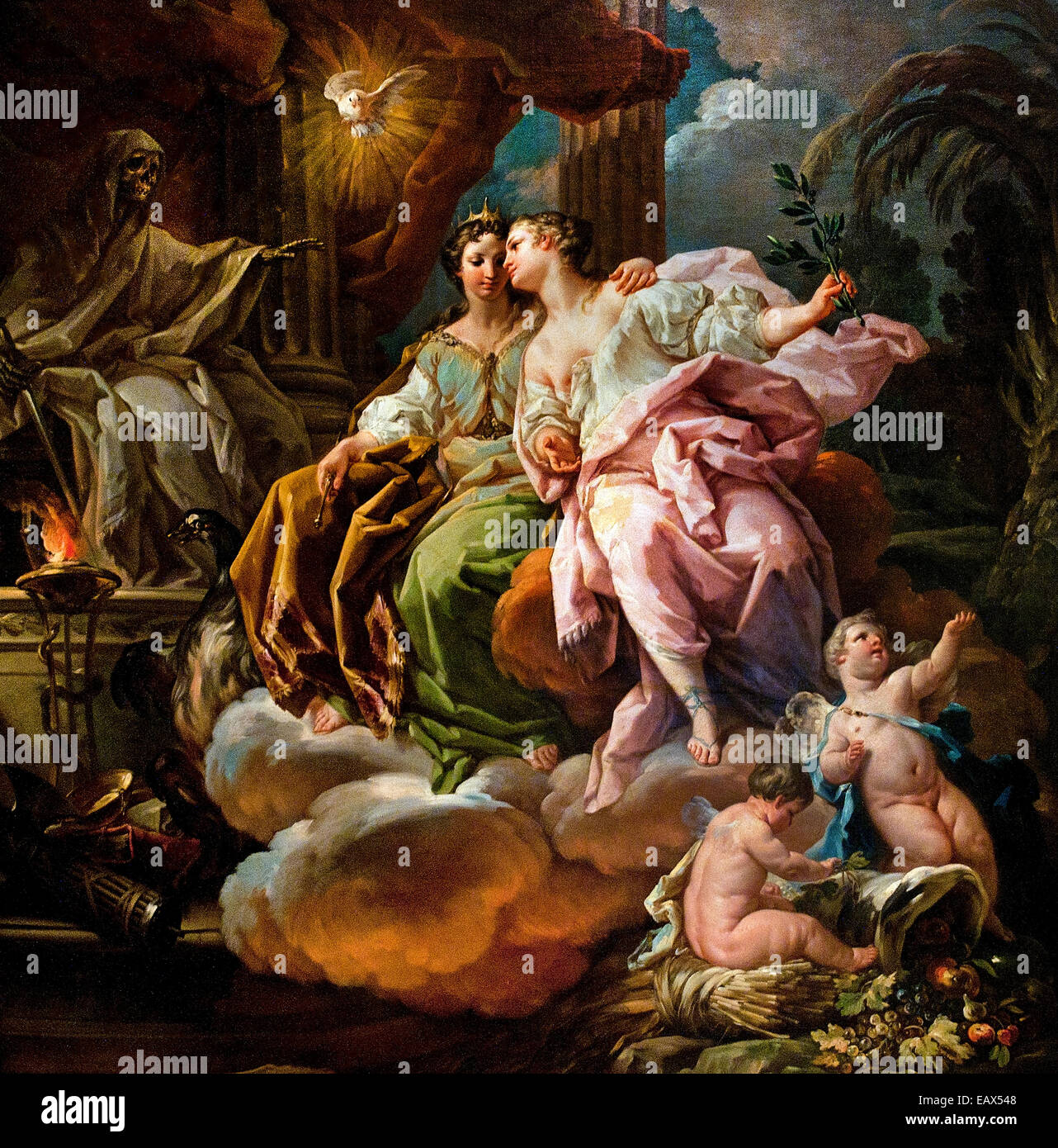 Allegorie der Gerechtigkeit und des Friedens von Corrado Giaquinto (1703-1765) italienische Rokoko Maler Italien Stockfoto