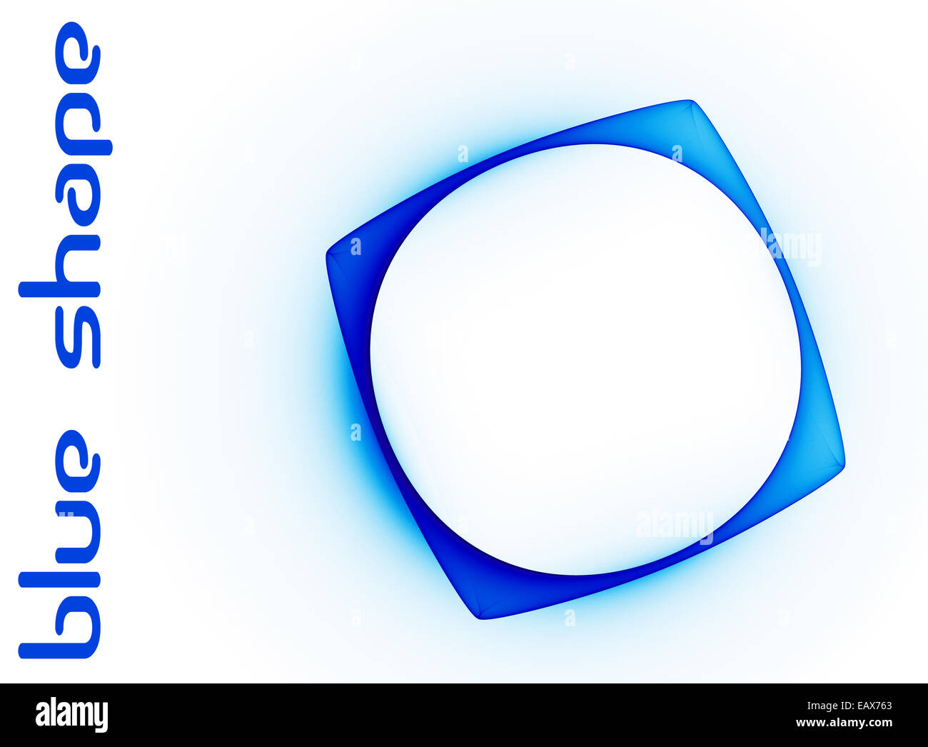 Abstrakte blaue geometrische Form mit Rundloch auf sehr hellem Hintergrund Stockfoto