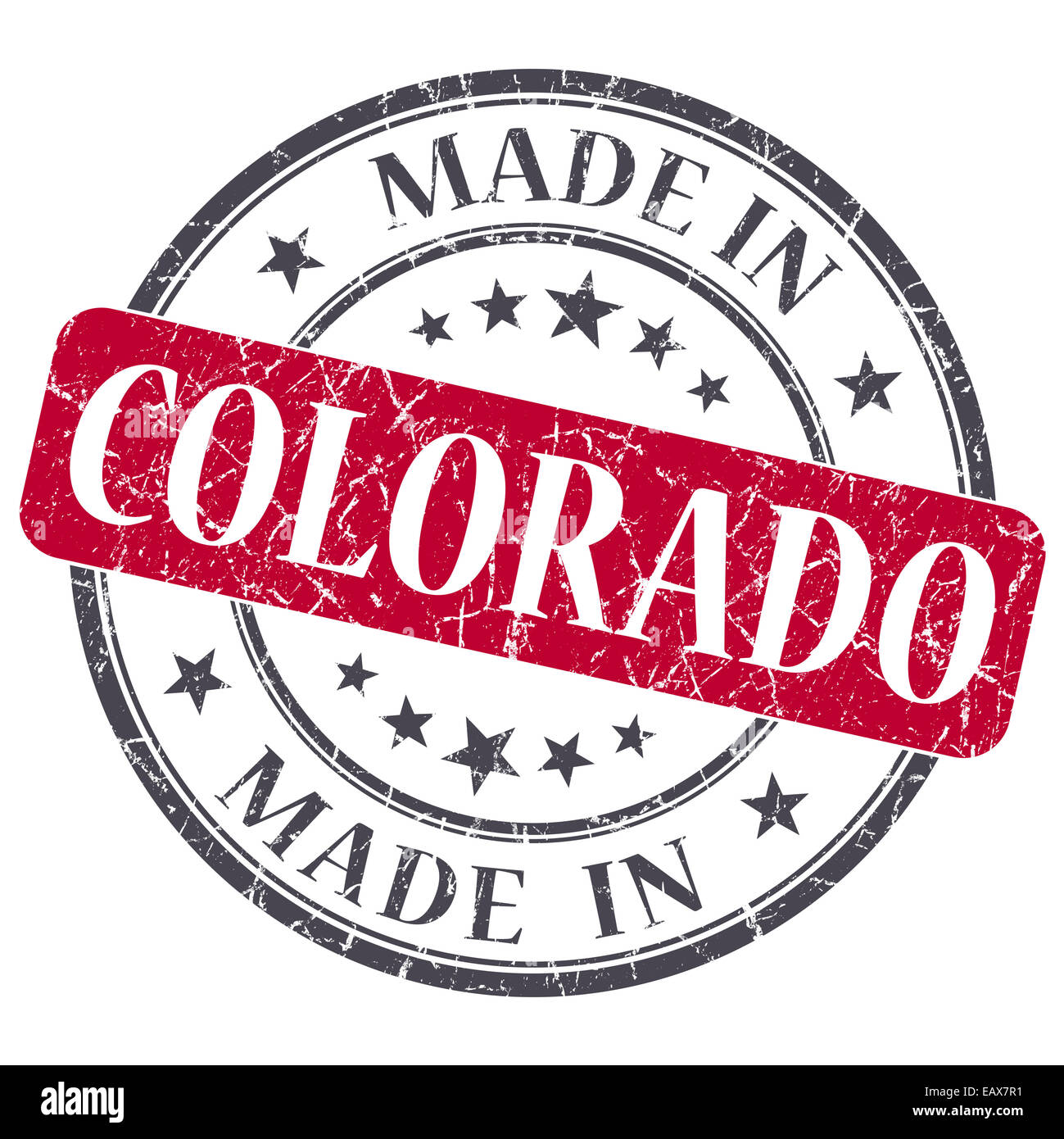 in Colorado Rot Runde Grunge isoliert Stempel gemacht Stockfoto
