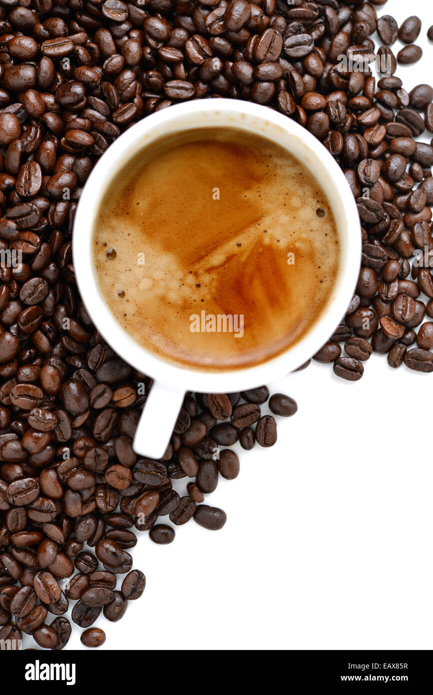 Espresso Kaffee Bohnen Stockfoto