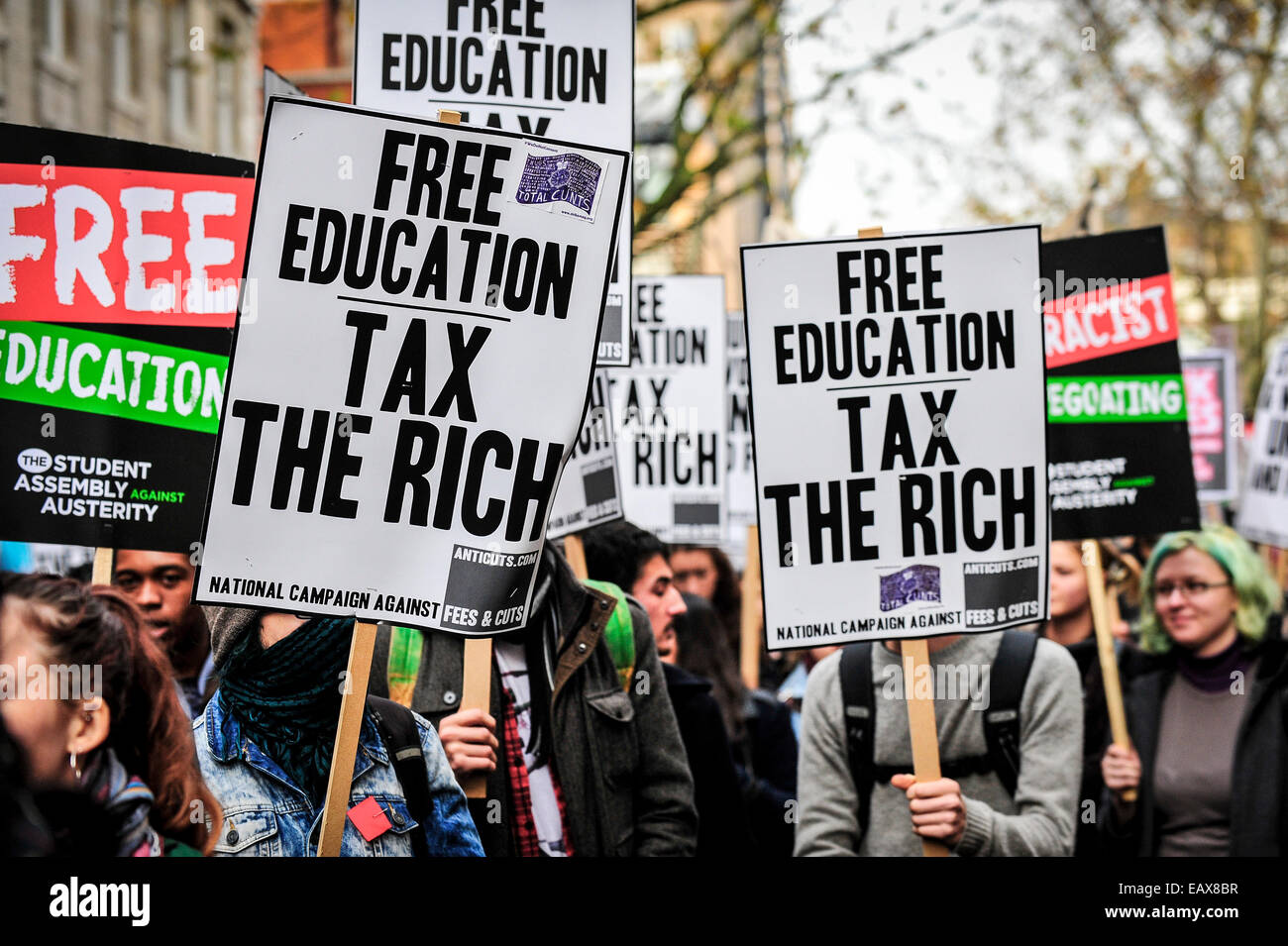 Ein Student Demonstration gegen Bildungs- Gebühren. Stockfoto