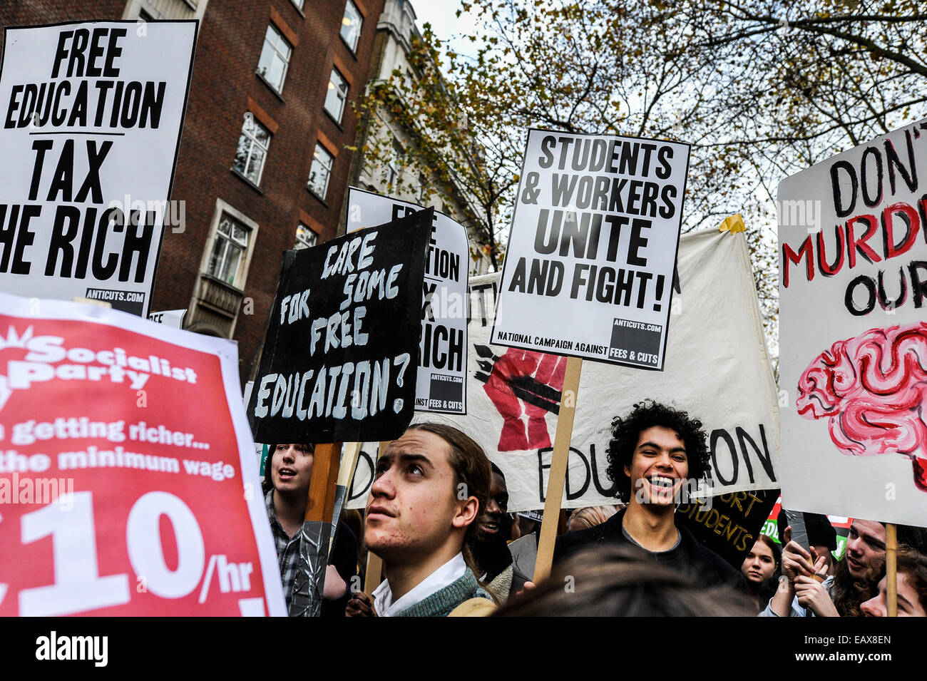 Ein Student Demonstration gegen Bildungs- Gebühren. Stockfoto