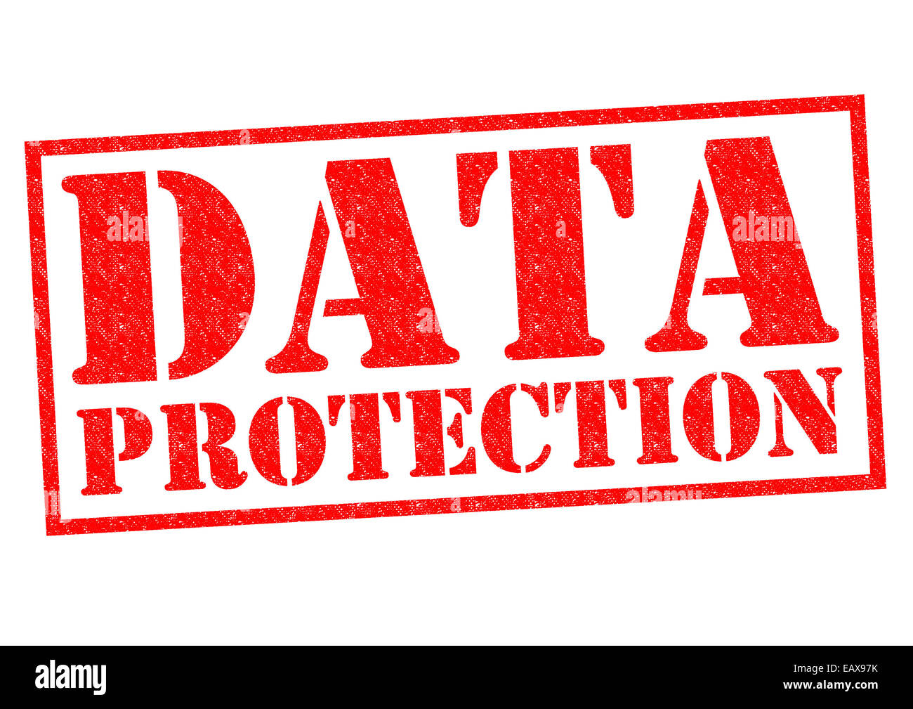 Datenschutz roten Stempel auf einem weißen Hintergrund. Stockfoto