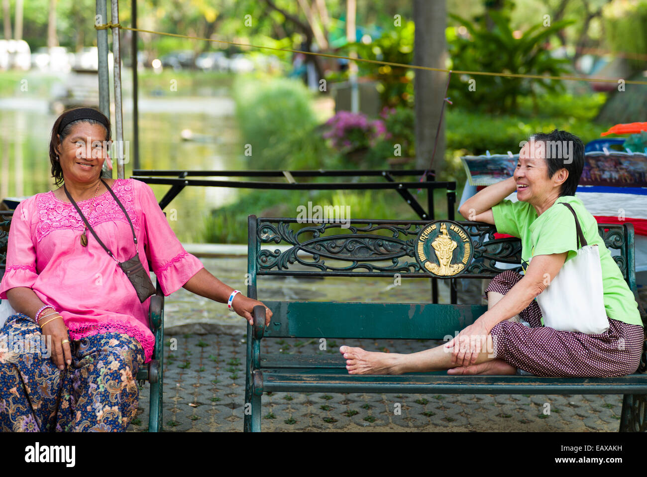 Anti-Regierung park Demonstranten am Lumpini, Bangkok, Thailand. Stockfoto