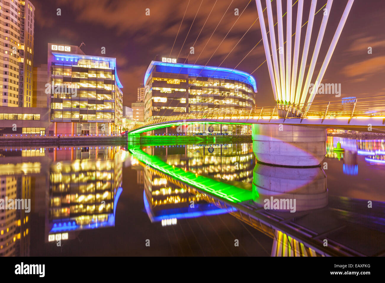 Media City Skyline der britischen Salford Quays Manchester Greater Manchester England UK GB EU Europa Stockfoto