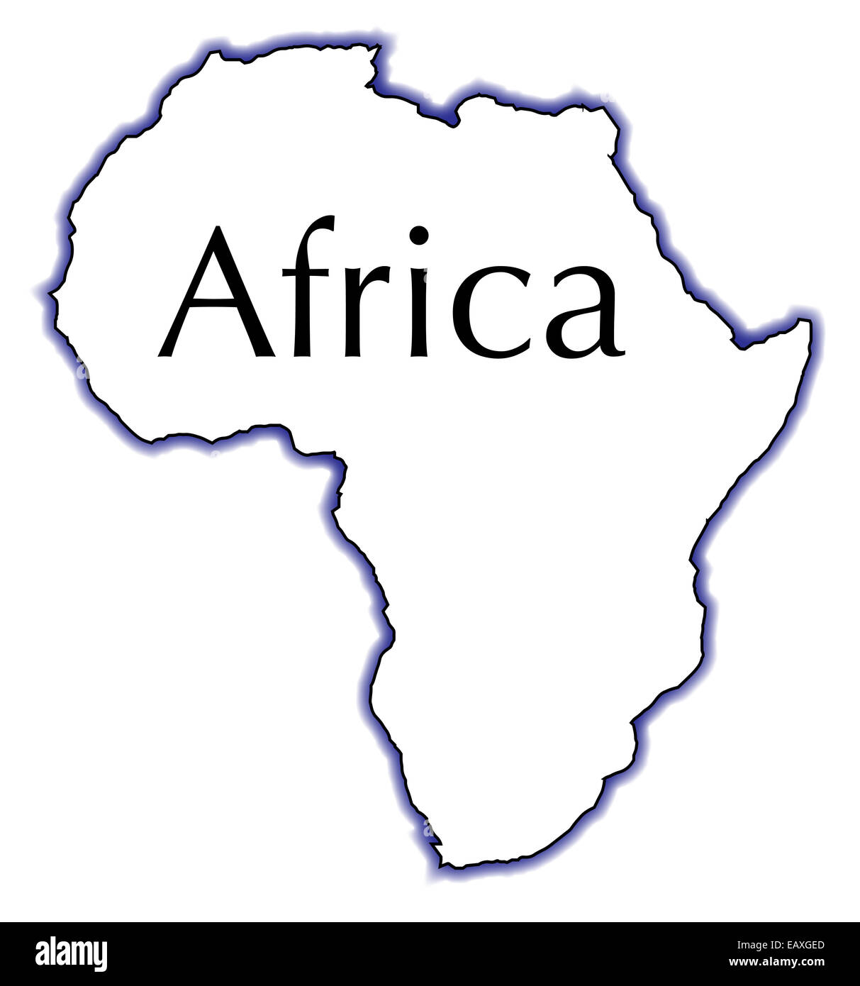 Der Umriß von Afrika über einen weißen Hintergrund Stockfotografie - Alamy