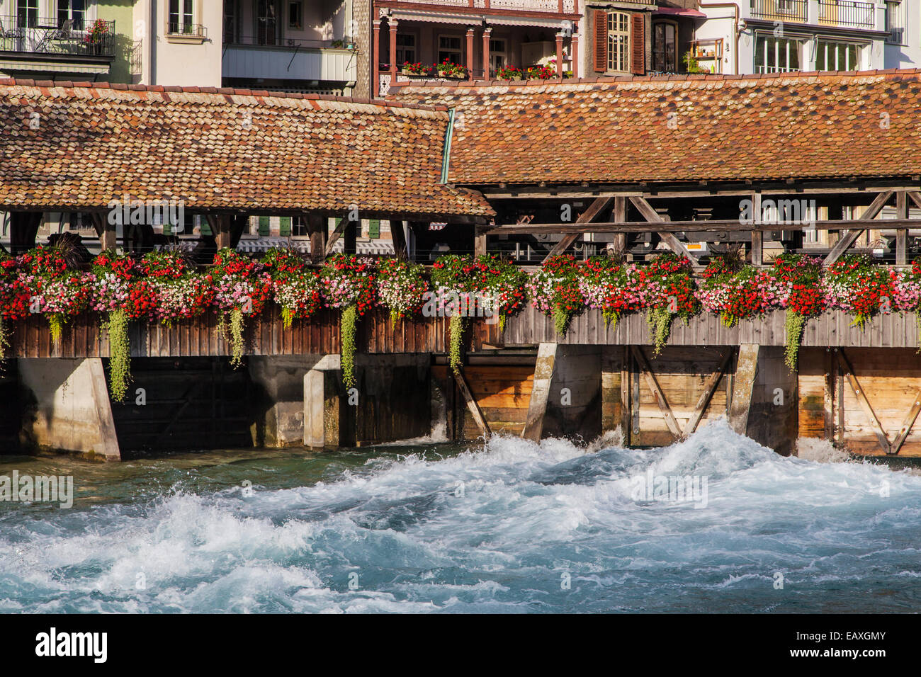 Blume-Brücke in Thun, Schweiz. Stockfoto