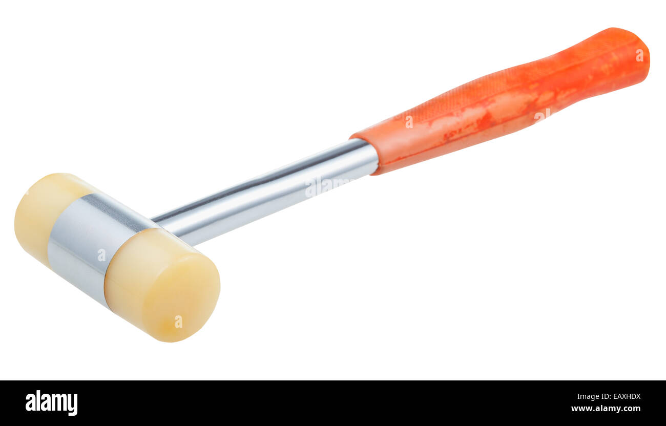 Rubber Hammer isolierten auf weißen Hintergrund Stockfoto