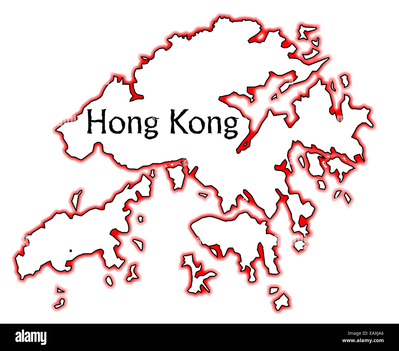Die Insel Hongkong auf einem weißen Hintergrund Stockfoto