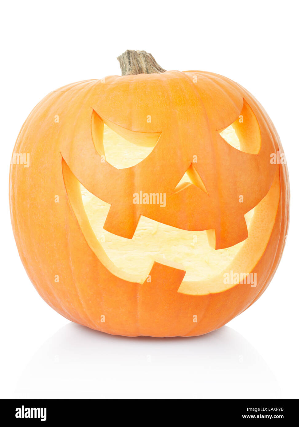 Halloween-Kürbis, Jack O'Lantern auf weiß Stockfoto