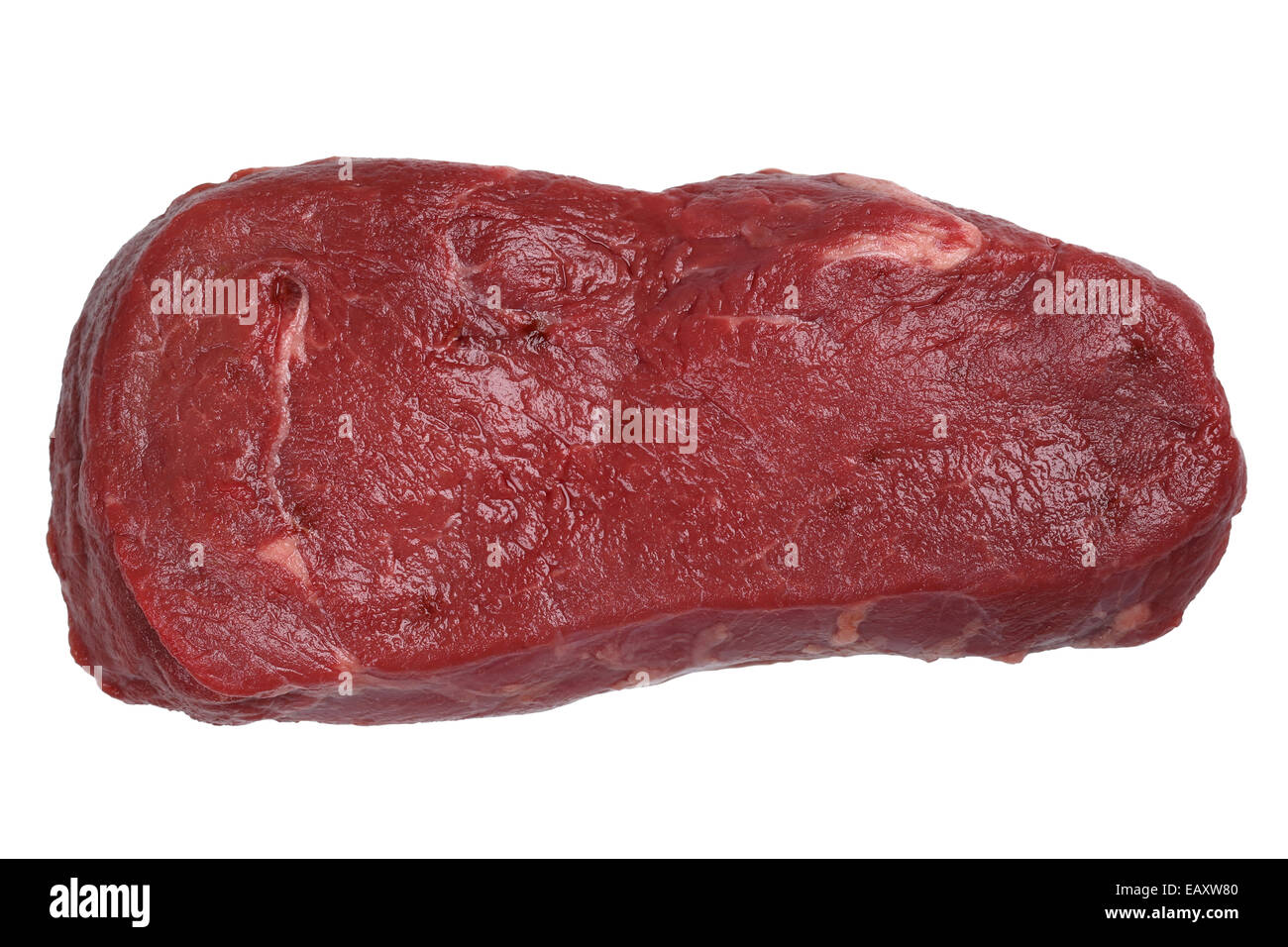 Rohes Rindfleisch Fleisch Steak auf einem weißen Hintergrund isoliert Stockfoto