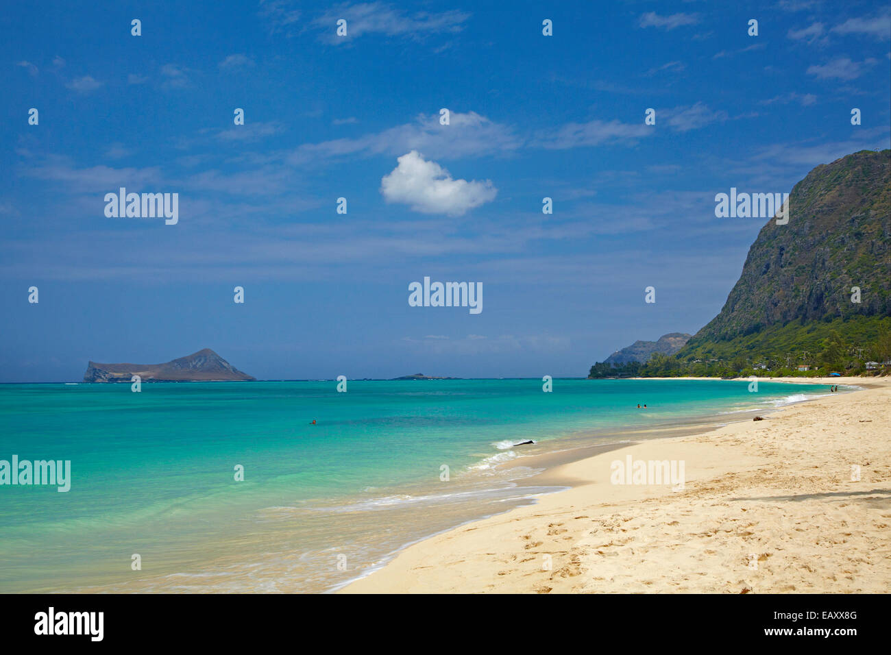 Waimanalo Beach und Manana Island, Oahu, Hawaii, USA Stockfoto