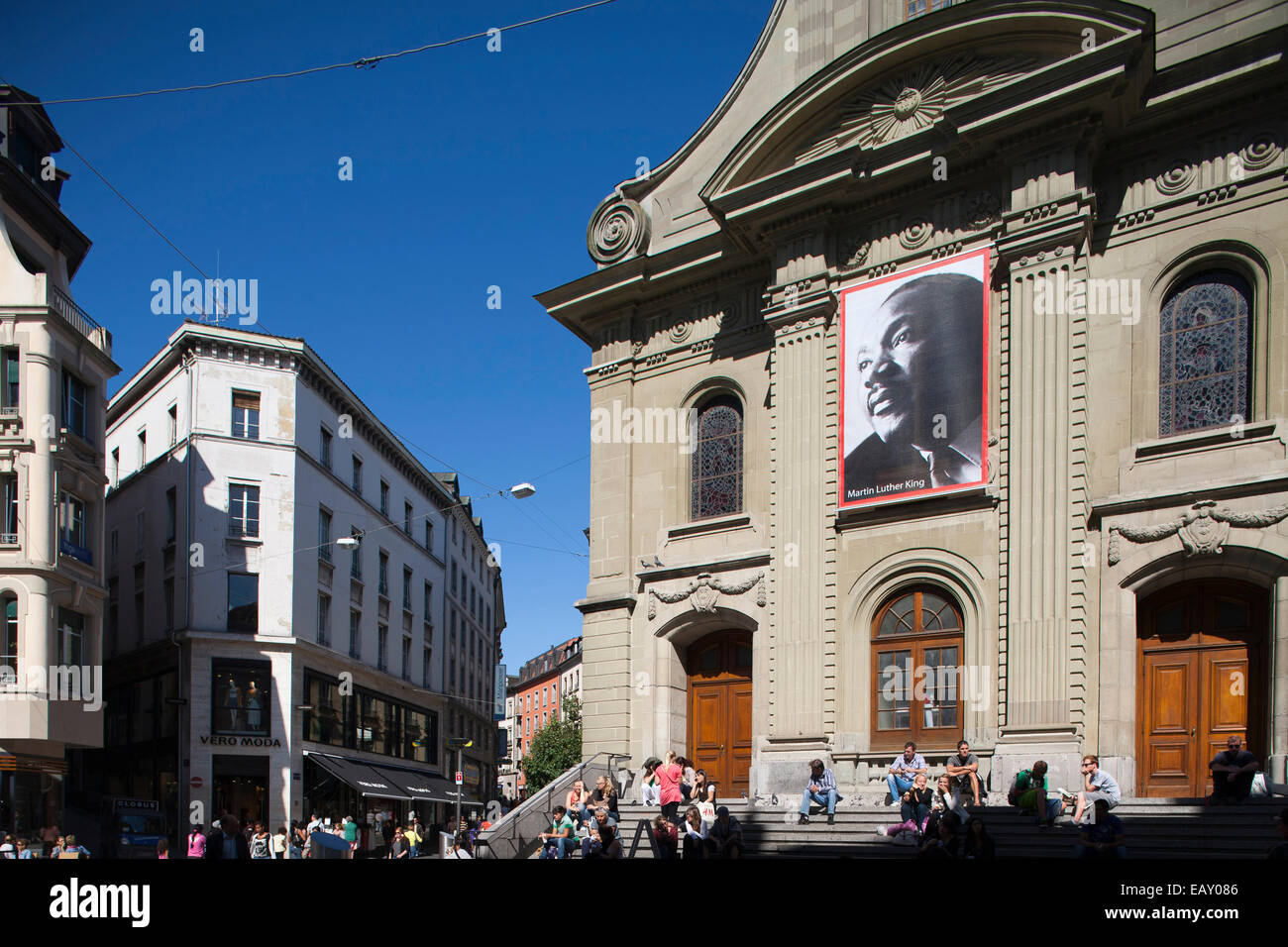 Platzieren Sie De La Louve, Altstadt, Lausanne, Schweiz, Europa Stockfoto