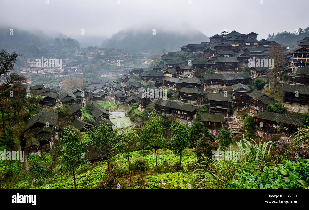 Traditionelles Dorf, XiJiang, Guizhou Provinz, China Stockfoto