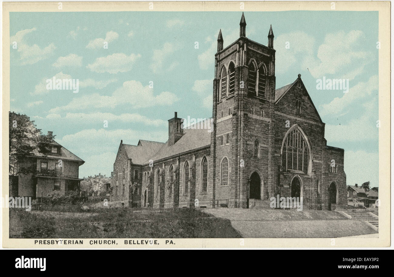 Am ersten presbyterianischen Kirche in Blairsville, Pennsylvania nach einer Pre-1923-Postkarte. Von RG 428, Postkarten-Kollektion, Stockfoto