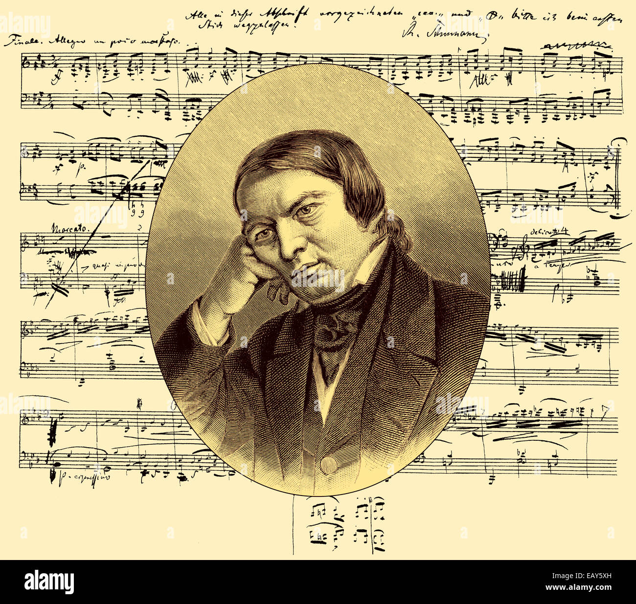 Robert Schumann 1810-1856, deutscher Komponist und Pianist der Romantik, Sonate Nr. 1 op. 2, Historische Noten-Handschrift u Stockfoto
