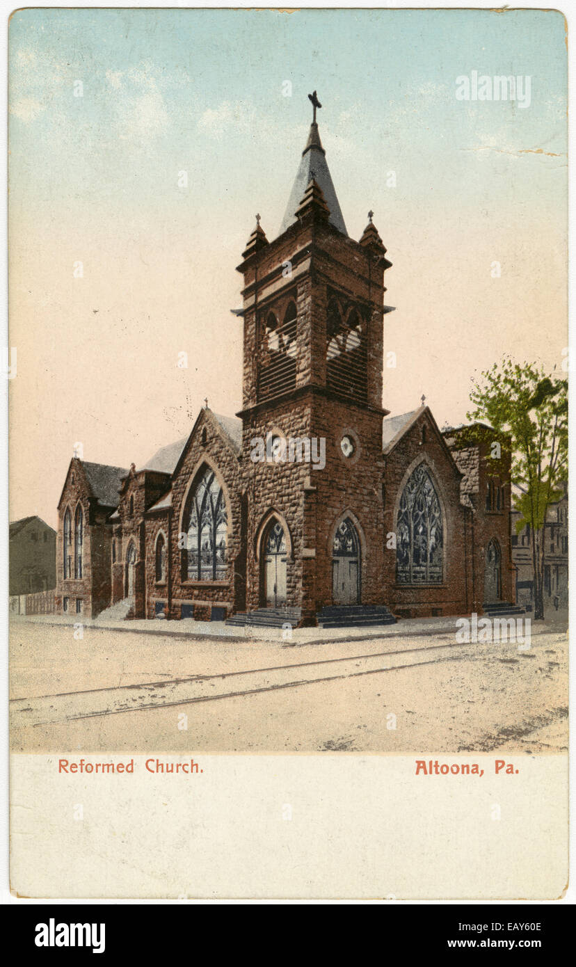Reformierte Kirche in Altoona, Pennsylvania nach einer Pre-1923 Postkarte von RG-428 Postkarten-Kollektion Stockfoto