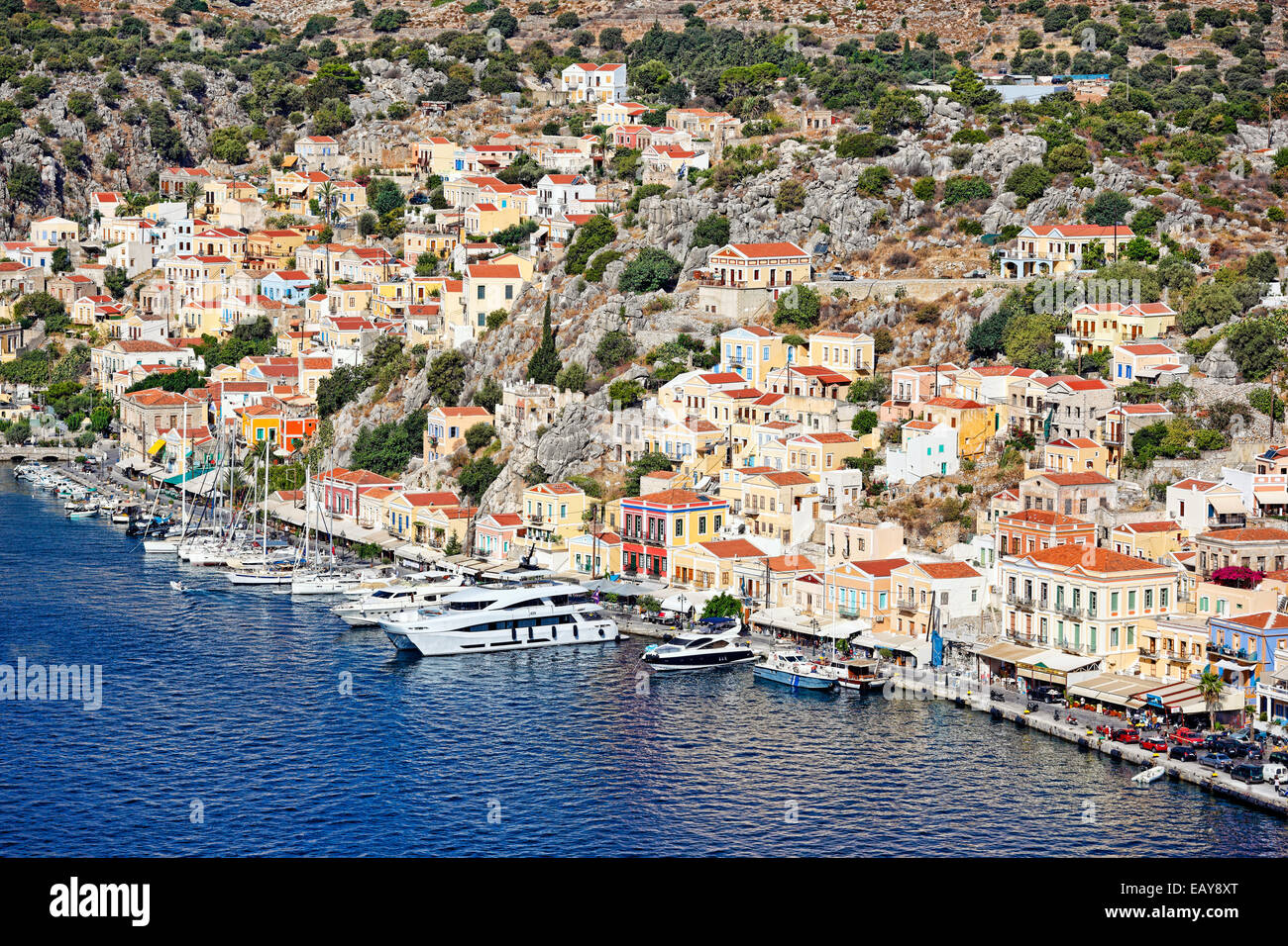 Die Hafen von Symi-Insel ist definitiv das schönste in Griechenland. Stockfoto
