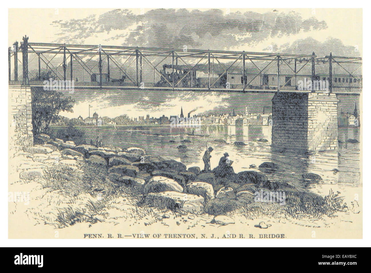 HEADLEY(1882)-p488 Penn R. R.-Ansicht von Trenton, N. J. und R. R. Brücke Stockfoto