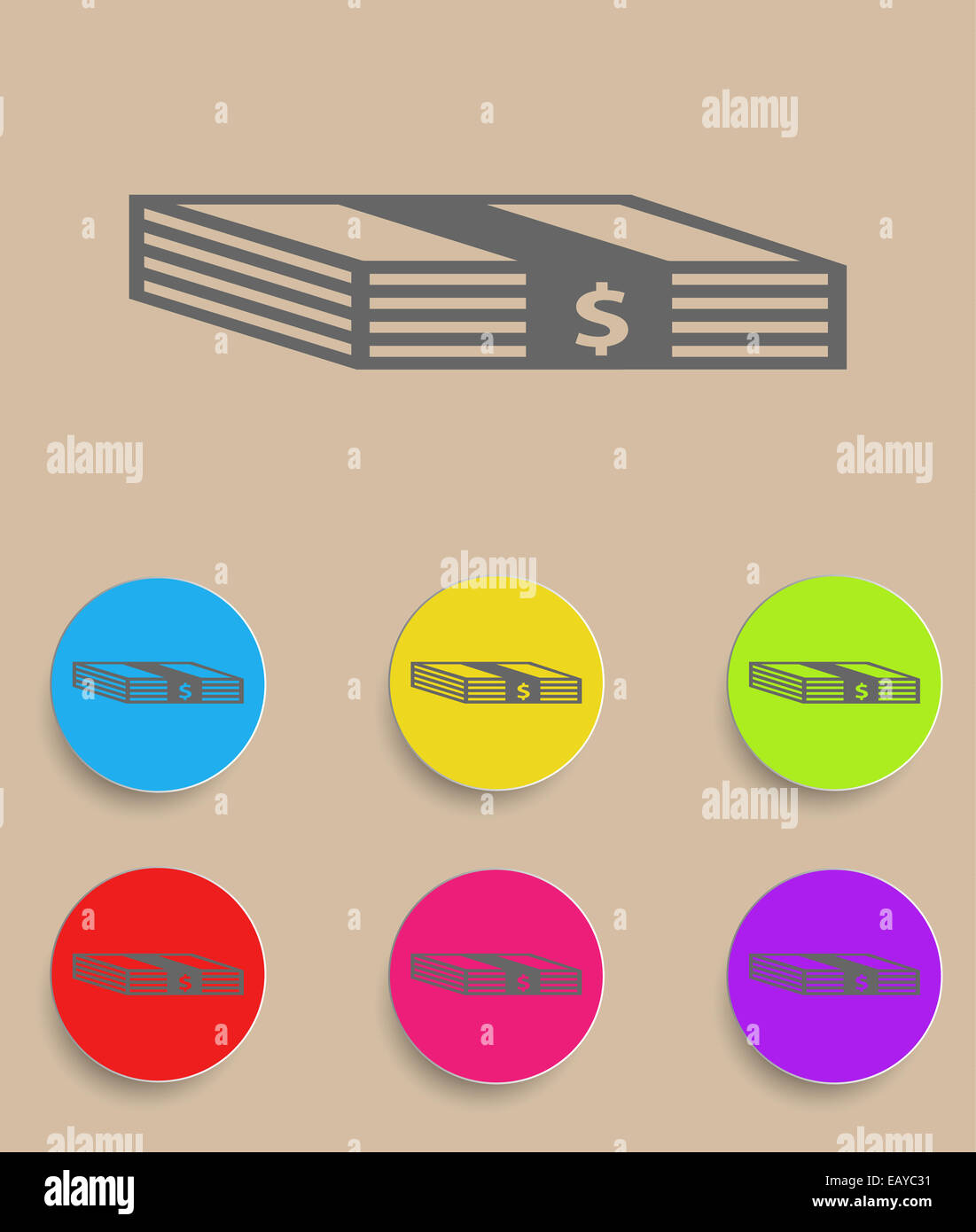 flache farbige einfache Web Icons Bündel Banknoten Stockfoto