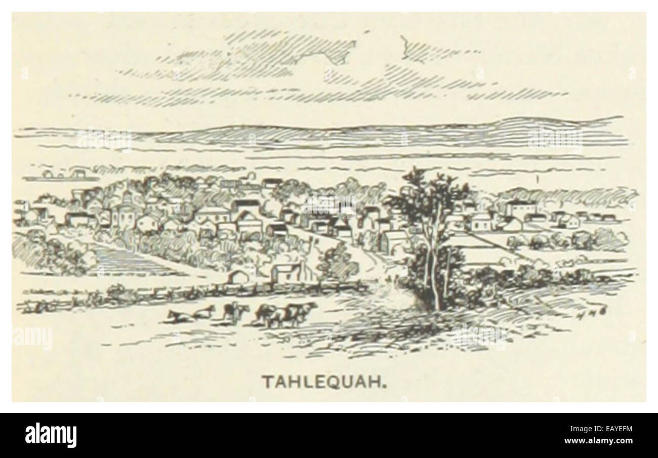 Diese 1891 erschienene Publikation veranschaulicht Tahlequah, Oklahoma und bietet einen Einblick in die historische und kulturelle Bedeutung der Stadt für indianische Stämme. Stockfoto