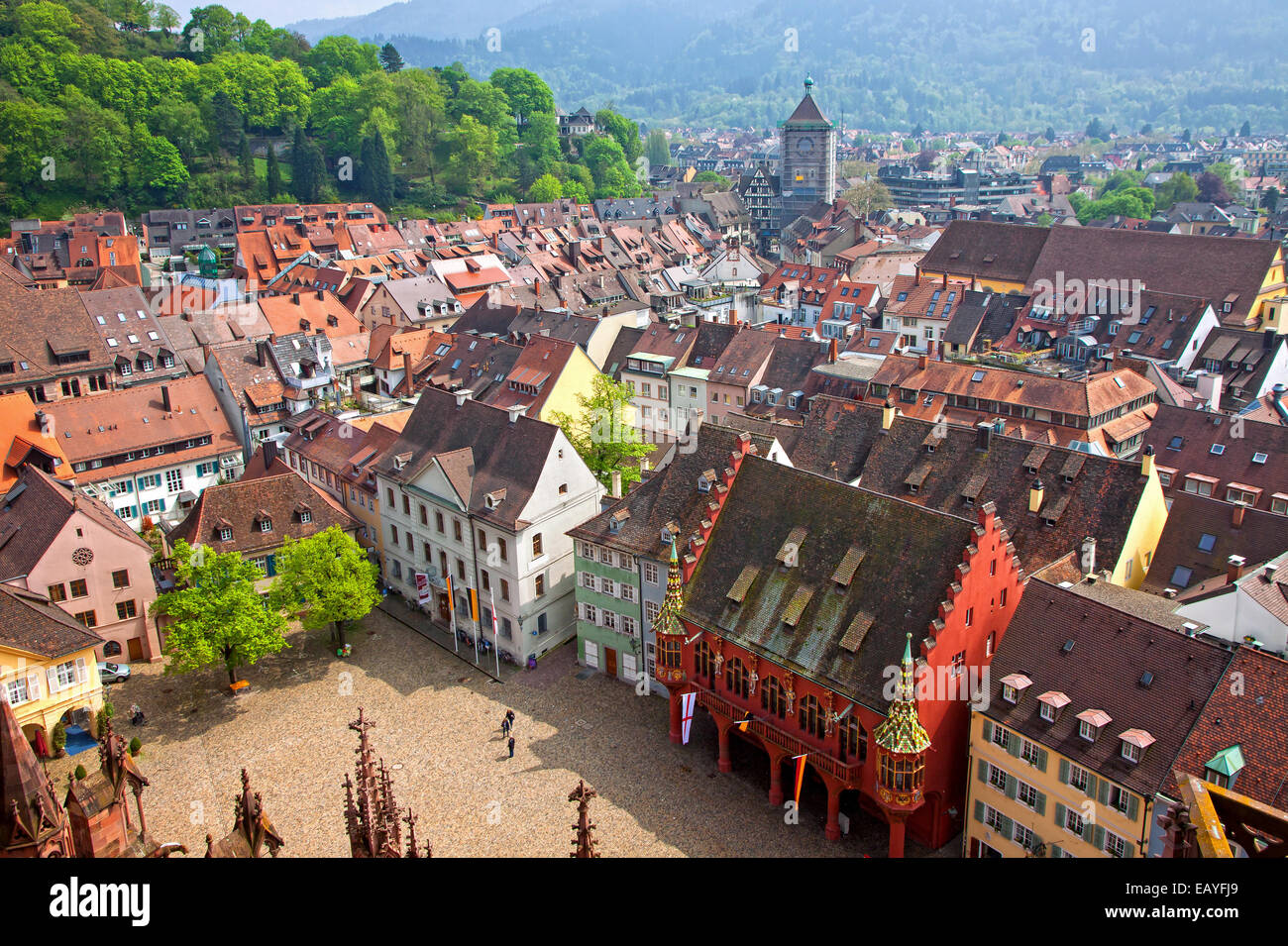 Stadt Freiburg Im Breisgau, Baden-Württemberg Staat, Deutschland. Skyline-Blick vom Freiburger Münster Stockfoto