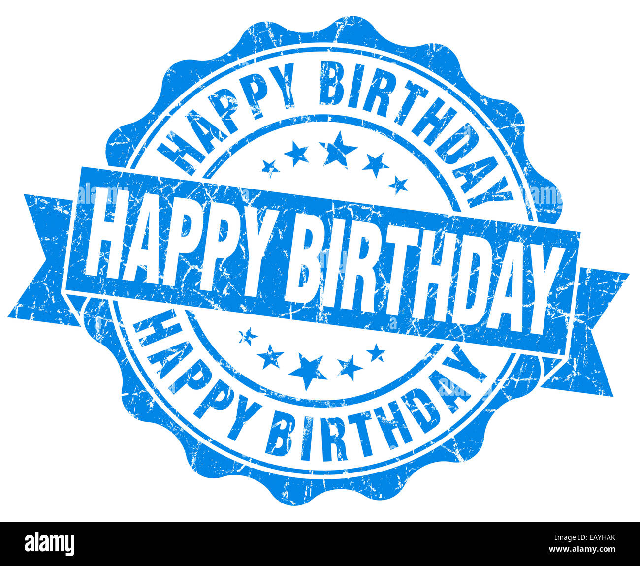 Happy birthday blue grunge seal Fotos und Bildmaterial in hoher