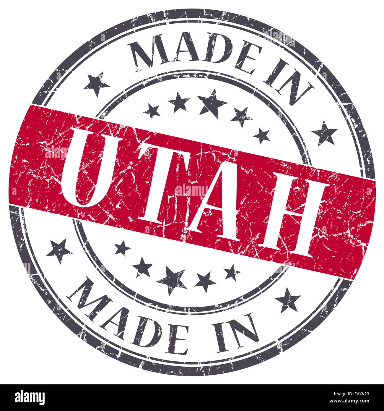 in Utah rote Runde Grunge isoliert Stempel gemacht Stockfoto