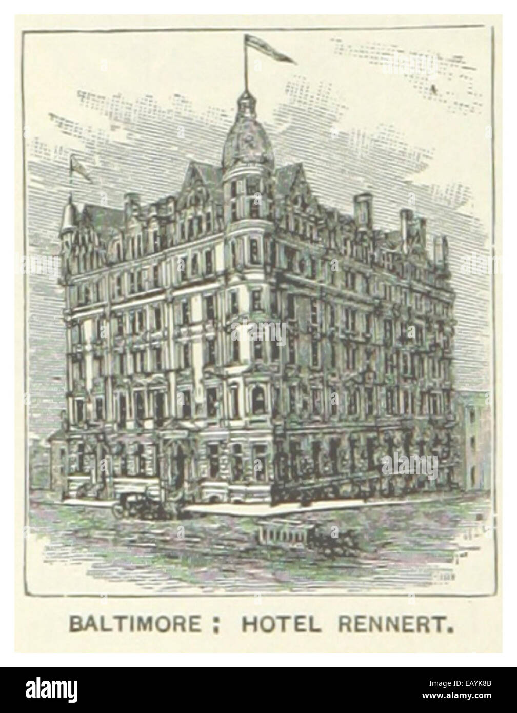 Dieses Dokument aus Maryland aus dem Jahr 1891, Seite 336, bezieht sich auf das Hotel Rennert in Baltimore, ein wichtiges Hotel aus dem 19. Jahrhundert, das für seine Rolle im Gastgewerbe der Stadt bekannt ist. Stockfoto