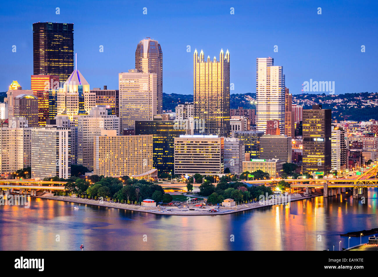 Die Innenstadt von Skyline von Pittsburgh, Pennsylvania, USA. Stockfoto