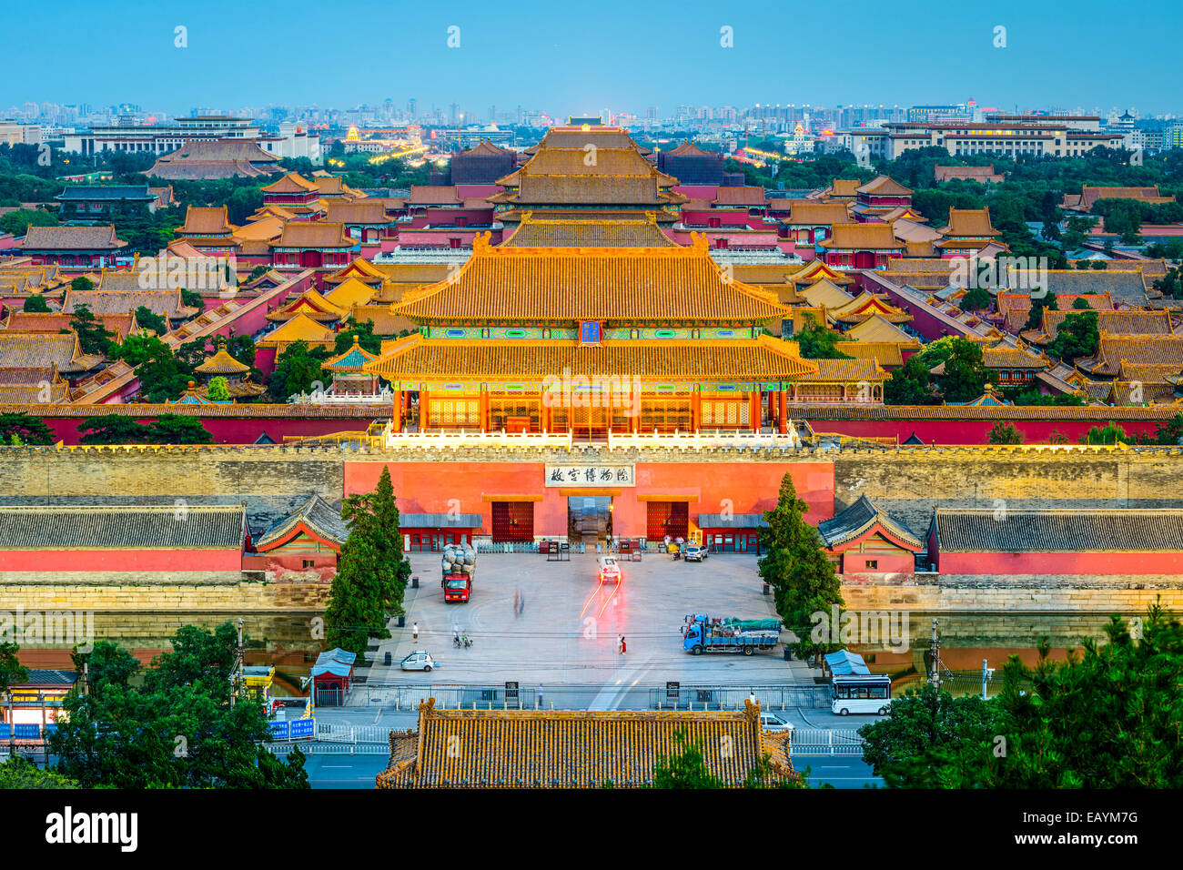 Peking, China bei der Kaiserpalast und die Verbotene Stadt. Stockfoto