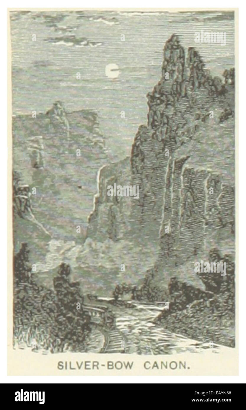 Eine Illustration aus dem Jahr 1891, die den Silver Bow Canon in Montana zeigt, zeigt die raue Naturlandschaft und ihre Bedeutung während des Bergbaubooms in der Region. Stockfoto