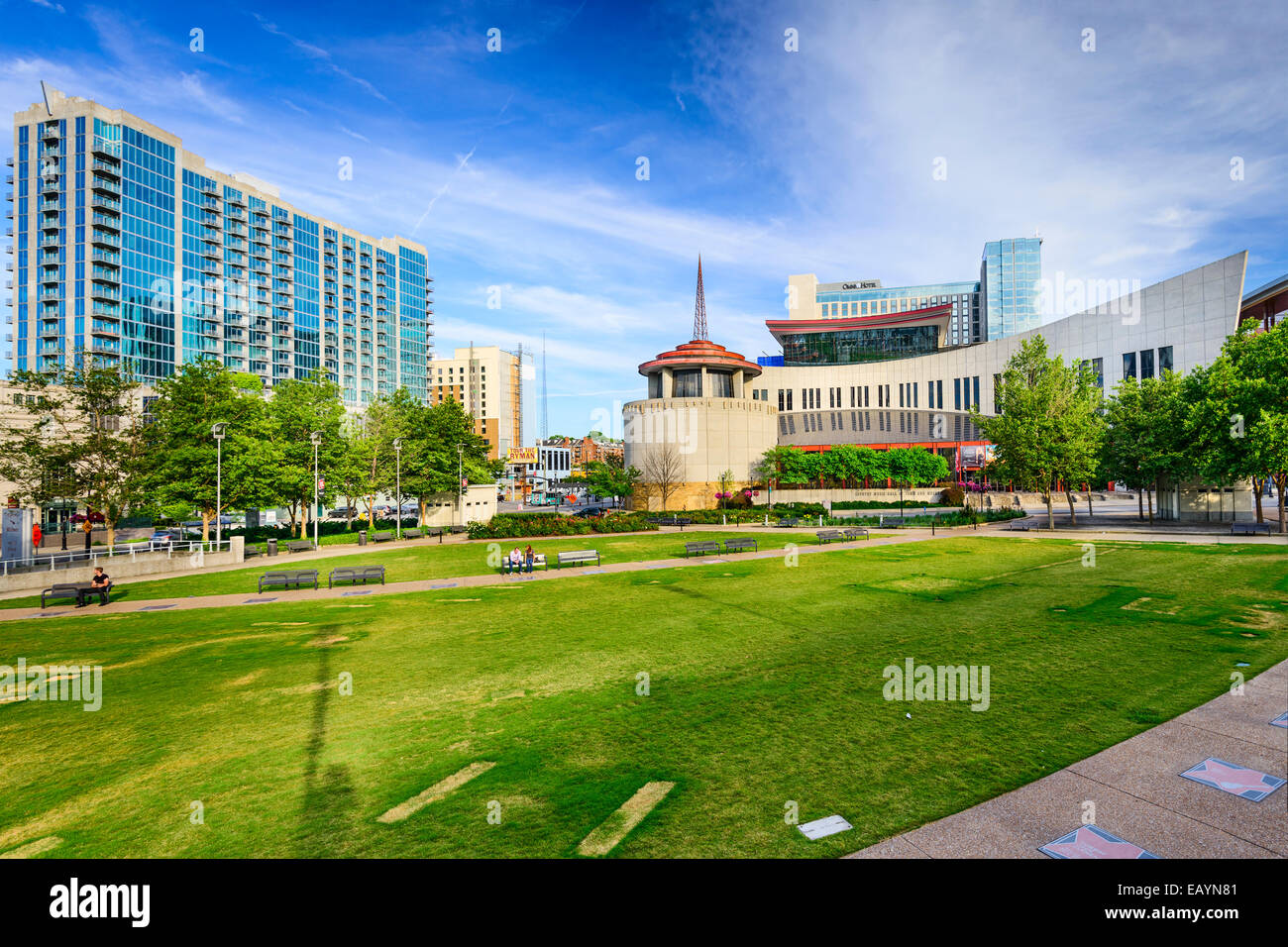 Country Music Hall Of Fame betrachtet von Musik Walk of Fame Stadtpark. Stockfoto