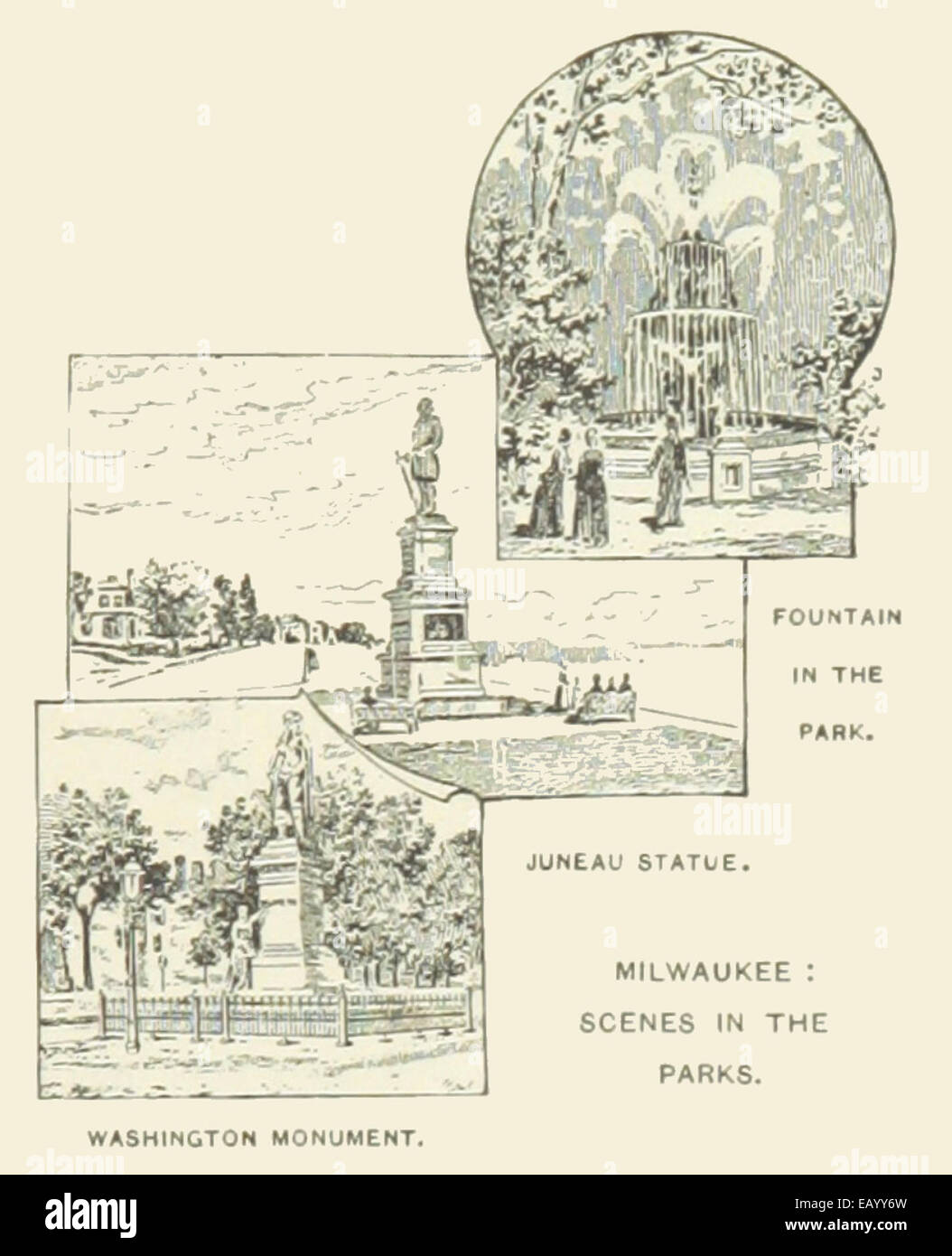 US-Wi(1891) p895 MILWAUKEE, PARKS und Denkmäler Stockfoto