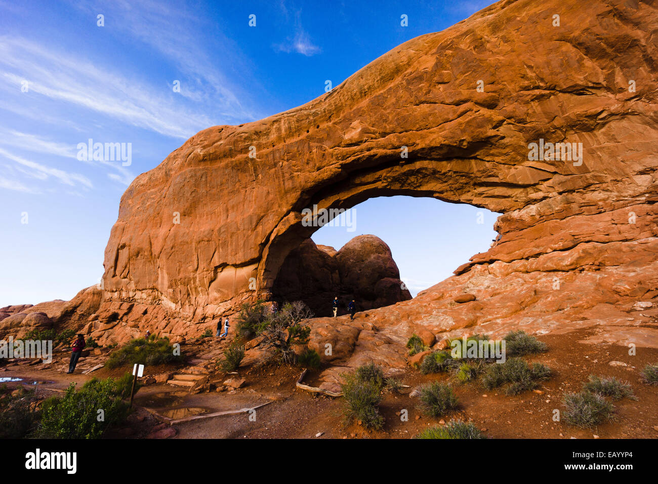 Norden Fenster Arch Arches-Nationalpark, Moab, Utah, USA. Stockfoto